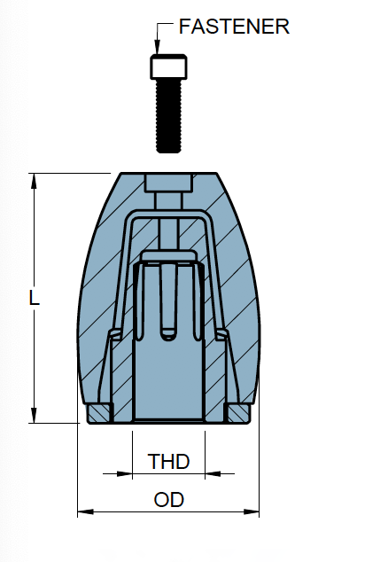 Technical drawing of Prop Nut anode