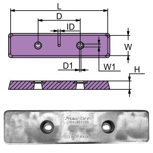 Volvo Penta 40005206 Anode with technical drawing