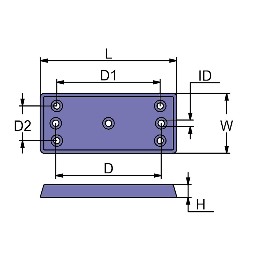 Technical drawing of Hull Anode CMM30
