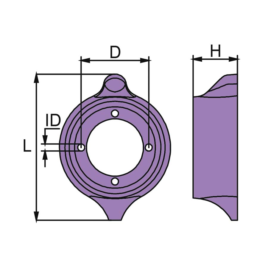 Technical drawing of Volvo Penta Anode CM875812